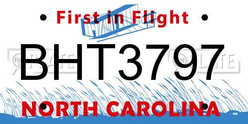 BHT3797 North Carolina License Plate