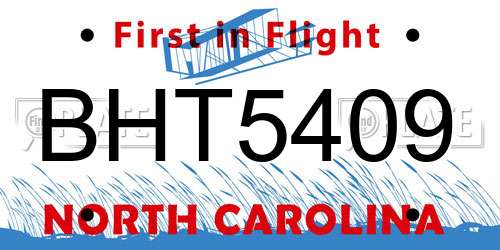 BHT5409 North Carolina License Plate