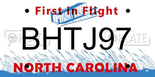 BHTJ97 North Carolina License Plate