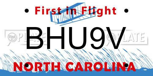 BHU9V North Carolina License Plate