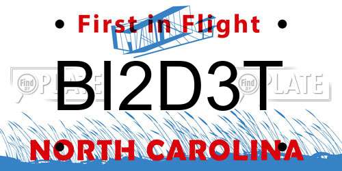 BI2D3T North Carolina License Plate