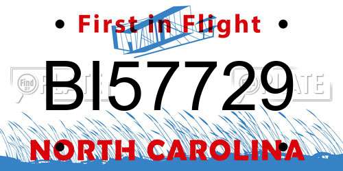 BI57729 North Carolina License Plate
