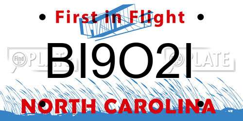 BI9O2I North Carolina License Plate