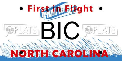 BIC North Carolina License Plate