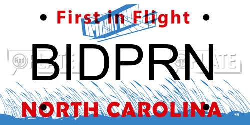 BIDPRN North Carolina License Plate