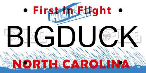 BIGDUCK North Carolina License Plate