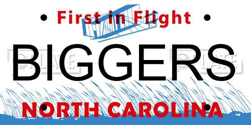 BIGGERS North Carolina License Plate