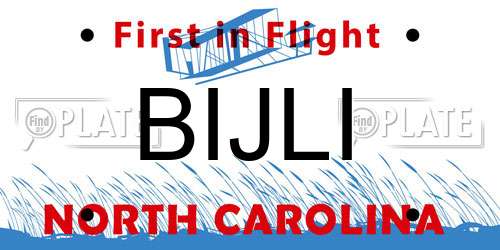 BIJLI North Carolina License Plate