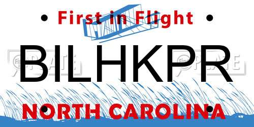 BILHKPR North Carolina License Plate