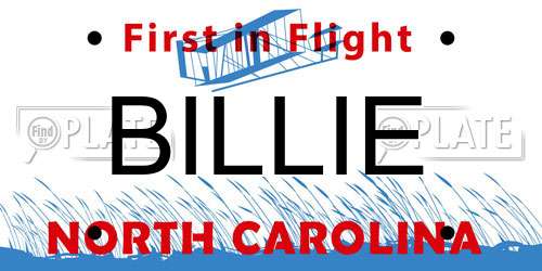 BILLIE North Carolina License Plate