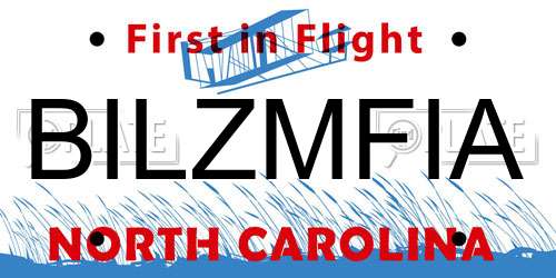 BILZMFIA North Carolina License Plate