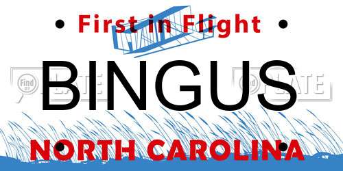 BINGUS North Carolina License Plate