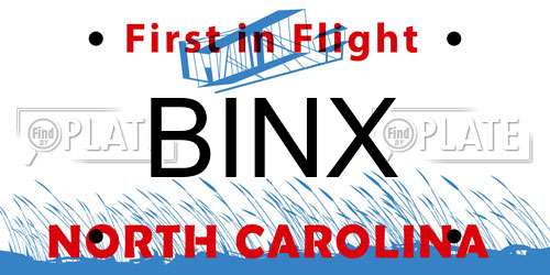 BINX North Carolina License Plate