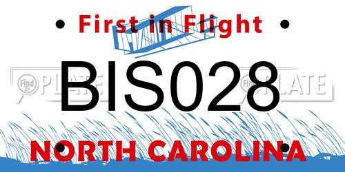 BIS028 North Carolina License Plate