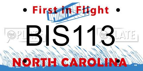 BIS113 North Carolina License Plate