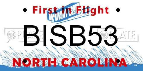 BISB53 North Carolina License Plate