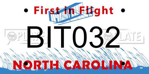 BIT032 North Carolina License Plate