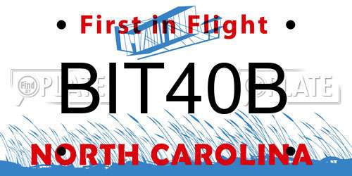 BIT40B North Carolina License Plate