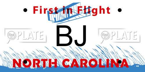 BJ North Carolina License Plate