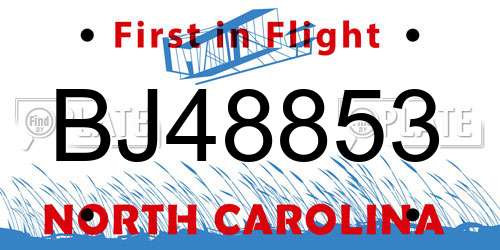BJ48853 North Carolina License Plate