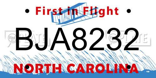 BJA8232 North Carolina License Plate
