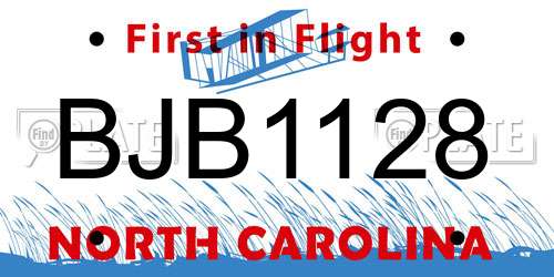 BJB1128 North Carolina License Plate