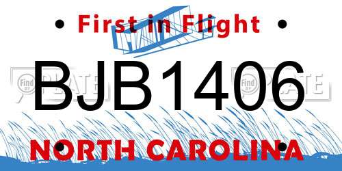 BJB1406 North Carolina License Plate