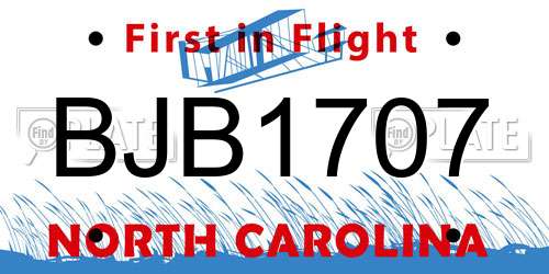 BJB1707 North Carolina License Plate