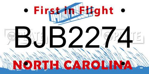 BJB2274 North Carolina License Plate