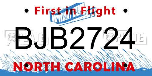 BJB2724 North Carolina License Plate