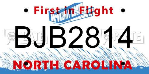 BJB2814 North Carolina License Plate