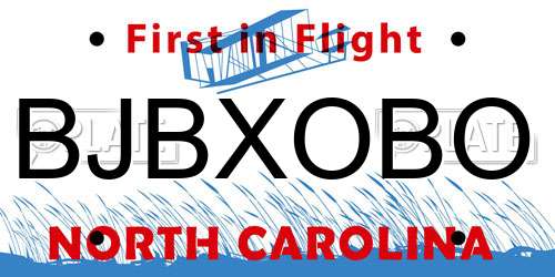 BJBXOBO North Carolina License Plate
