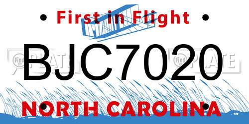 BJC7020 North Carolina License Plate