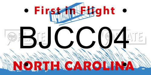 BJCC04 North Carolina License Plate