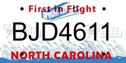 BJD4611 North Carolina License Plate