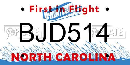 BJD514 North Carolina License Plate