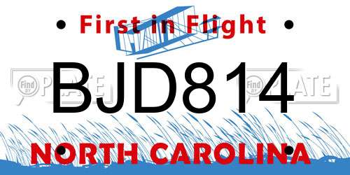 BJD814 North Carolina License Plate