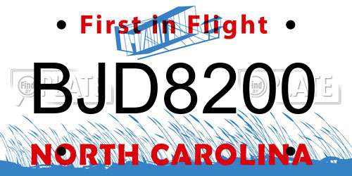 BJD8200 North Carolina License Plate