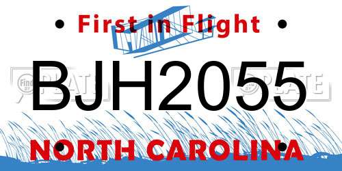 BJH2055 North Carolina License Plate