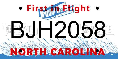 BJH2058 North Carolina License Plate