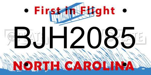 BJH2085 North Carolina License Plate