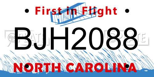 BJH2088 North Carolina License Plate