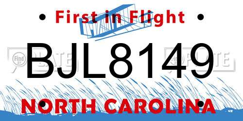 BJL8149 North Carolina License Plate