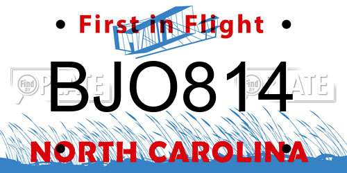 BJO814 North Carolina License Plate