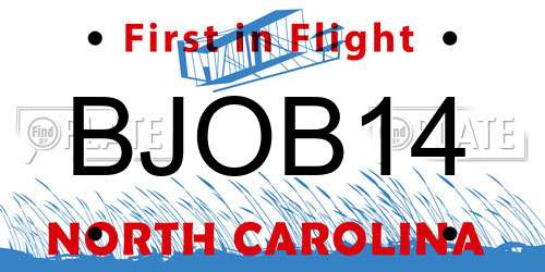 BJOB14 North Carolina License Plate
