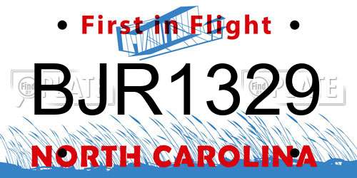 BJR1329 North Carolina License Plate