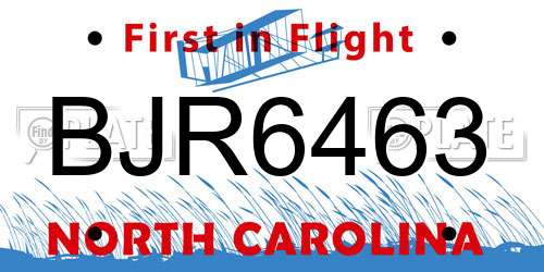 BJR6463 North Carolina License Plate