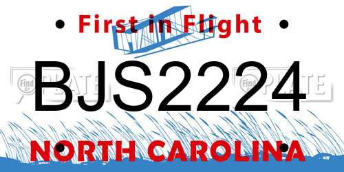 BJS2224 North Carolina License Plate