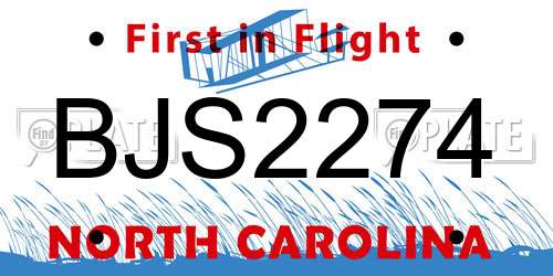 BJS2274 North Carolina License Plate