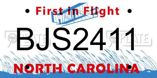 BJS2411 North Carolina License Plate